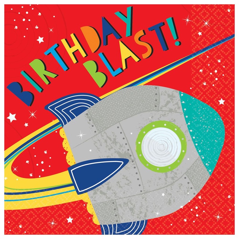 Blast Off Birthday Lunch Napkins, 16ct