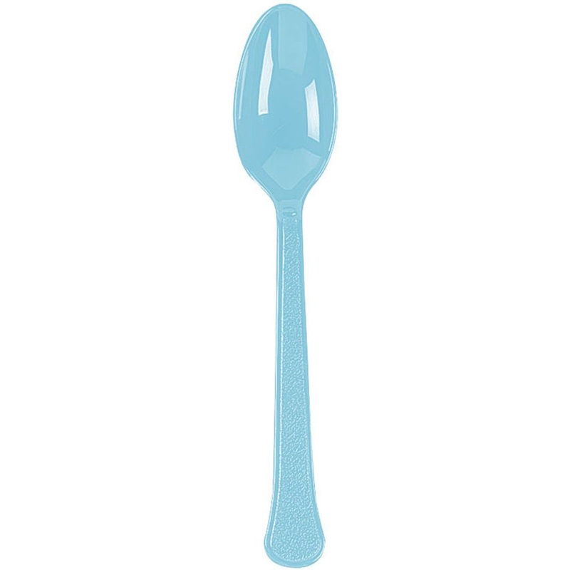 Caribbean Blue Big Party Pack Box Mid Weight Plastic Spoon 100 ct