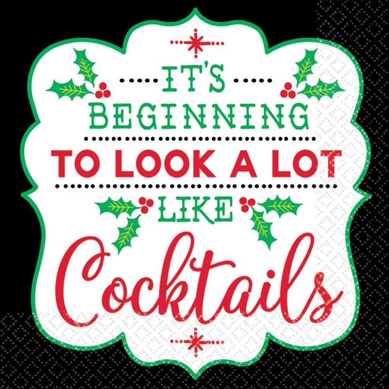 Christmas Cocktails Beverage Napkins (16 ct)