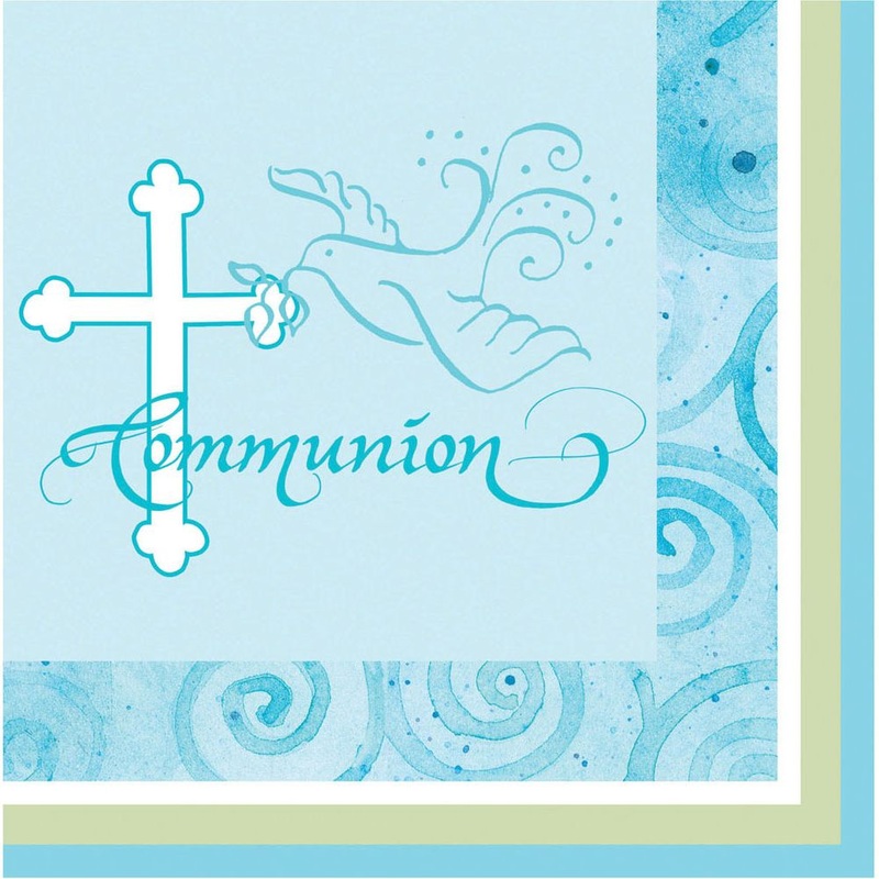 Faithful Dove Blue Communion Luncheon Napkins (16ct)