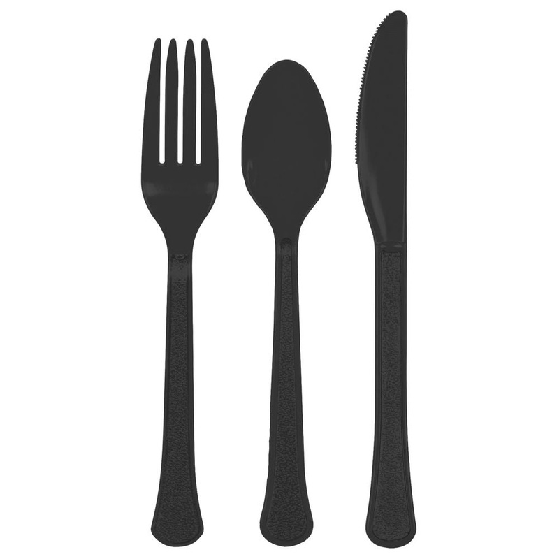 Jet Black Heavy Weight Premium Assorted Cutlery 24 ct