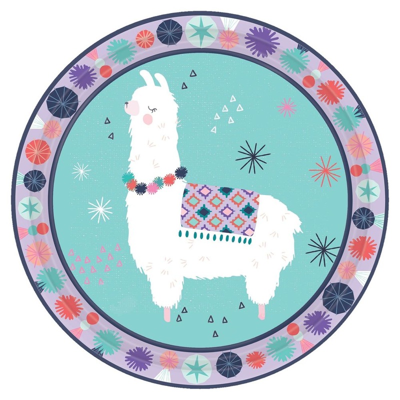 Llama Fun Dessert Plates, 8ct