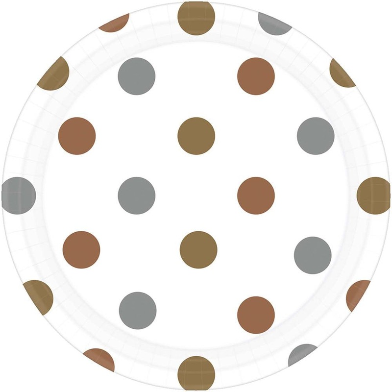 Mixed Metallic Dots Dessert Plates, 8ct