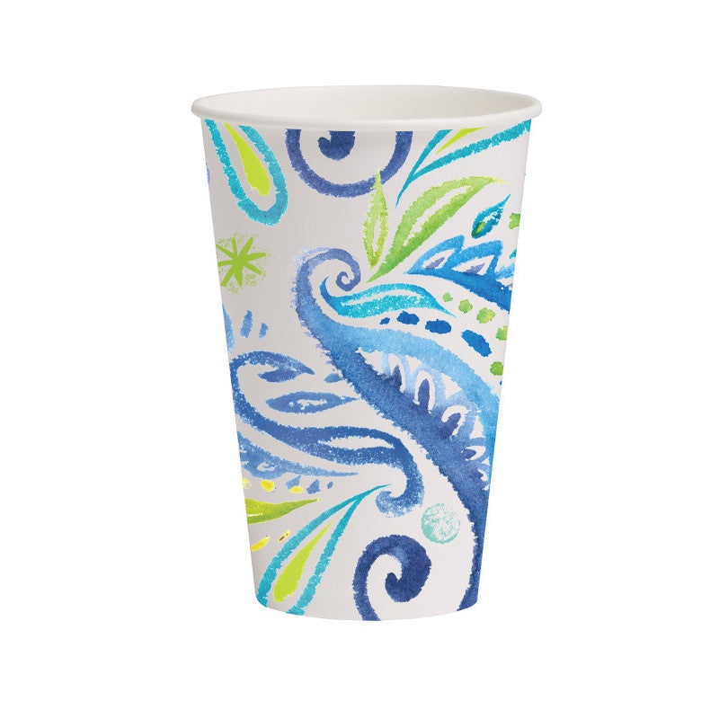Peacock Paisley 12oz Paper Cups (8 ct)