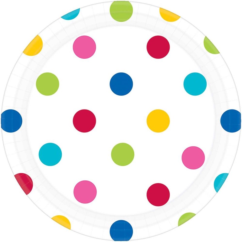 Rainbow Dots Dessert Plates (8ct)