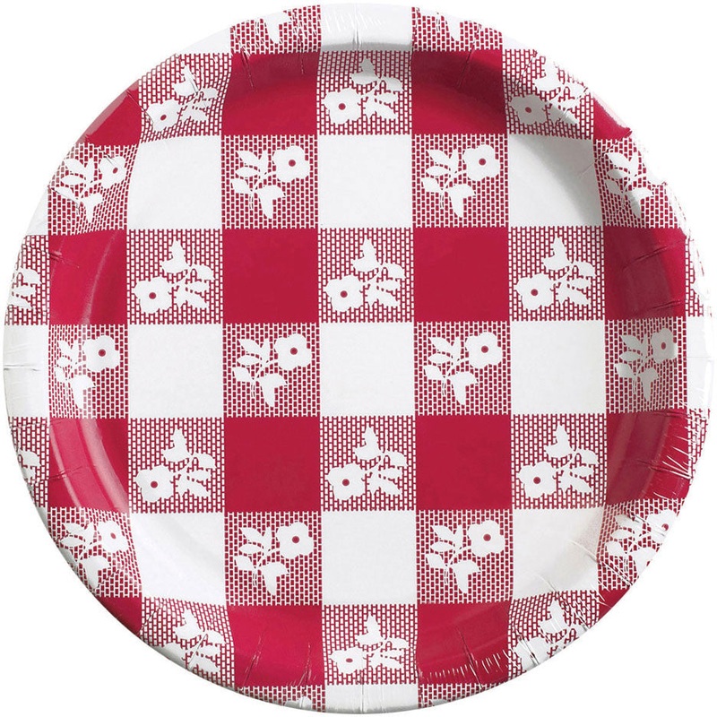 Red Gingham Dinner Plates (25ct)