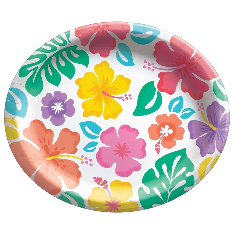 Summer Hibiscus Oval Banquet Plates, 20ct