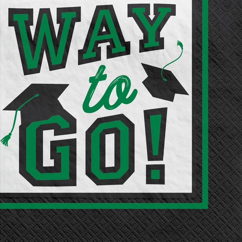 True To Your School Graduation Beverage Napkins Green (40ct)