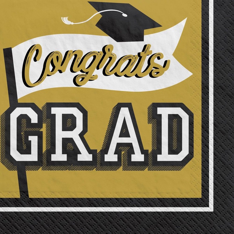 True To Your School Graduation Luncheon Napkins Gold (40ct)