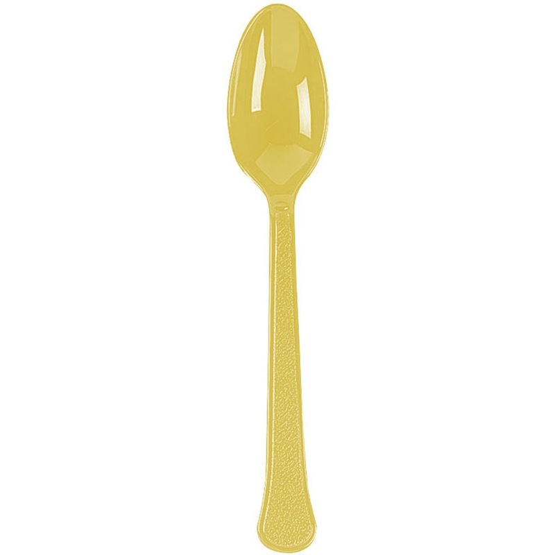 Yellow Sunshine Big Party Pack Box Mid Weight Plastic Spoon 100 ct
