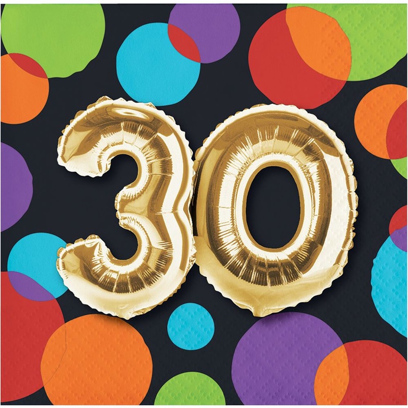 Balloon Birthday 30 Beverage Napkins (16 ct)