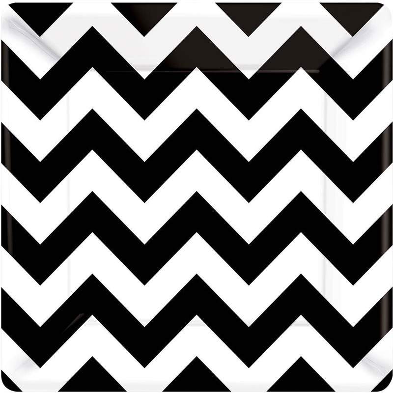 Black & White Chevron Dessert Plates (18ct)