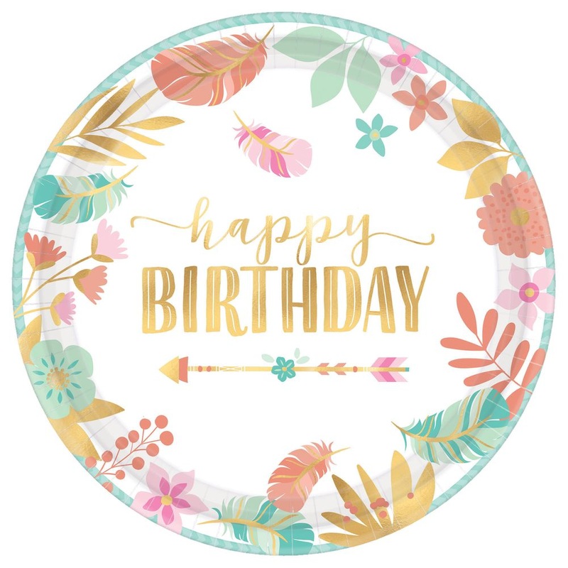 Boho Birthday Banquet Plates (8 ct)