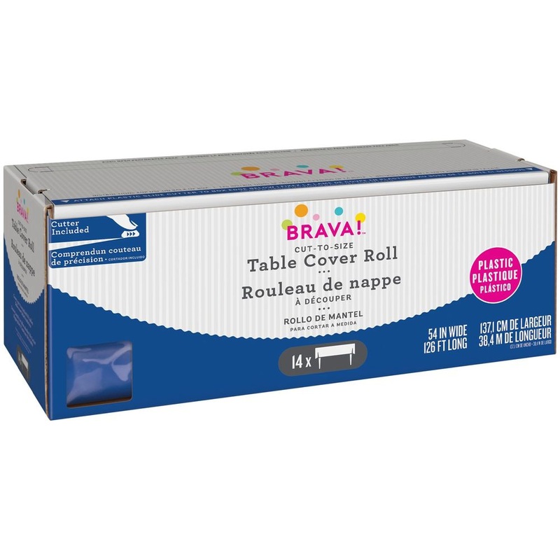 Bright Royal Blue Boxed Plastic Table Cover Roll with Slide Cutter, 54" x 126'
