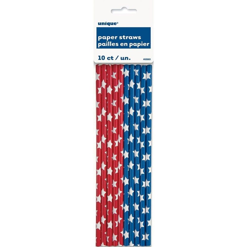 Red & Blue Stars Paper Straws (10ct)