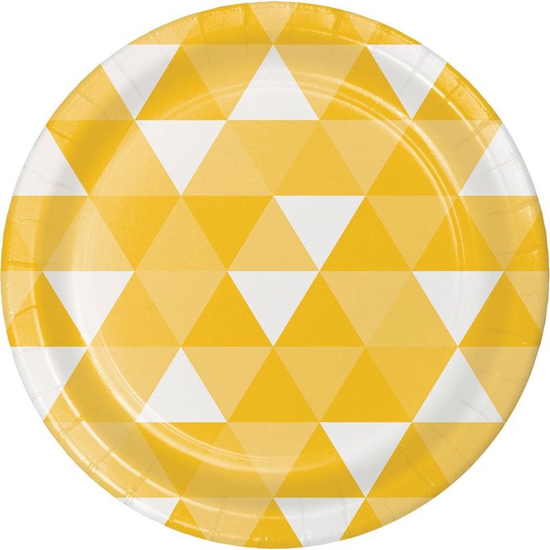 School Bus Yellow Fractal Dessert Plates (8ct)