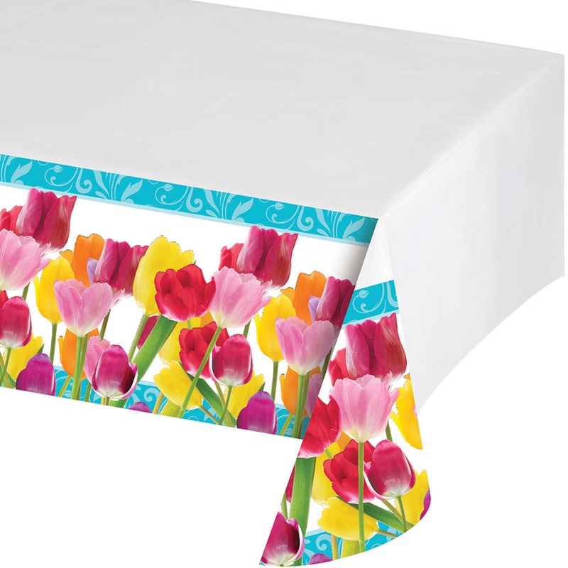 Springtime Plastic Tablecover 54" x 102"
