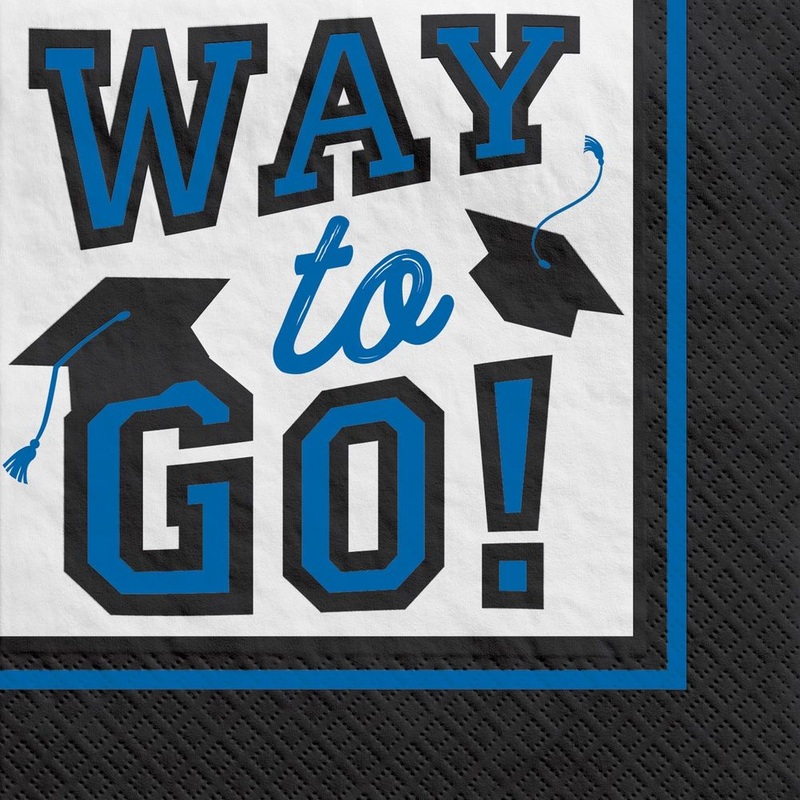 True To Your School Graduation Beverage Napkins Blue (40ct)