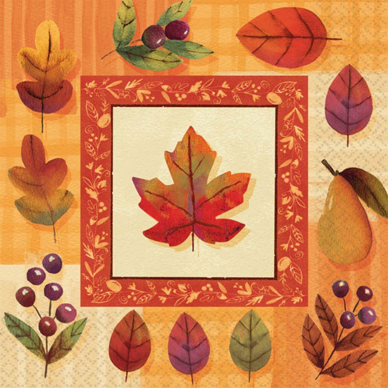 Watercolor Leaves Beverage Napkins (36ct)