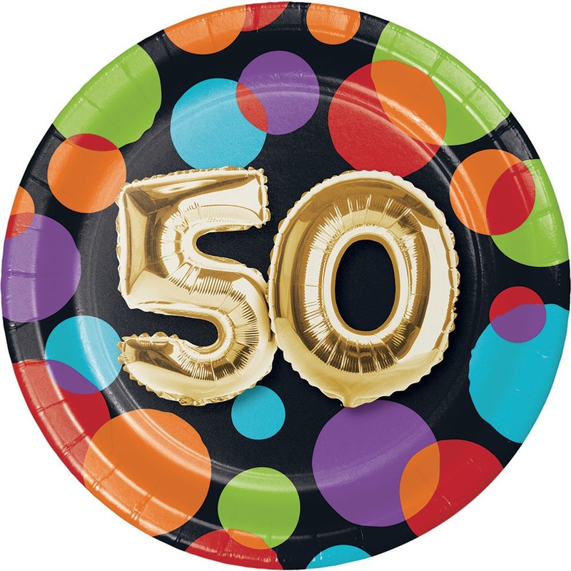 Balloon Birthday 50 Dessert Plates (8 ct)