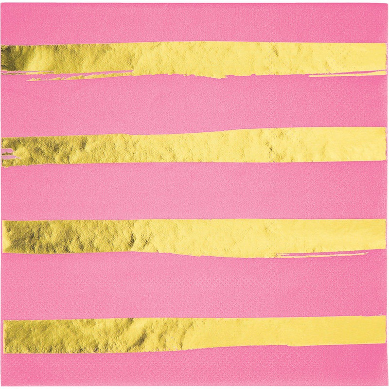 Candy Pink & Gold Hot Stamped Luncheon Napkins (16 ct)
