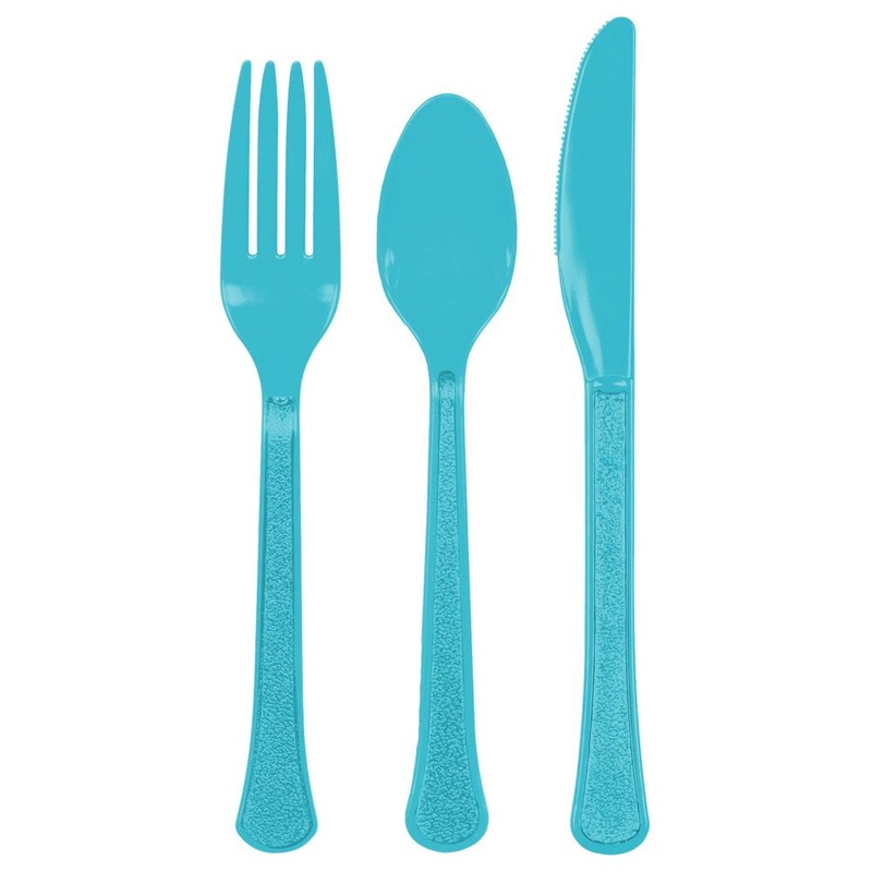 Caribbean Blue Heavy Weight Premium Assorted Cutlery 24 ct
