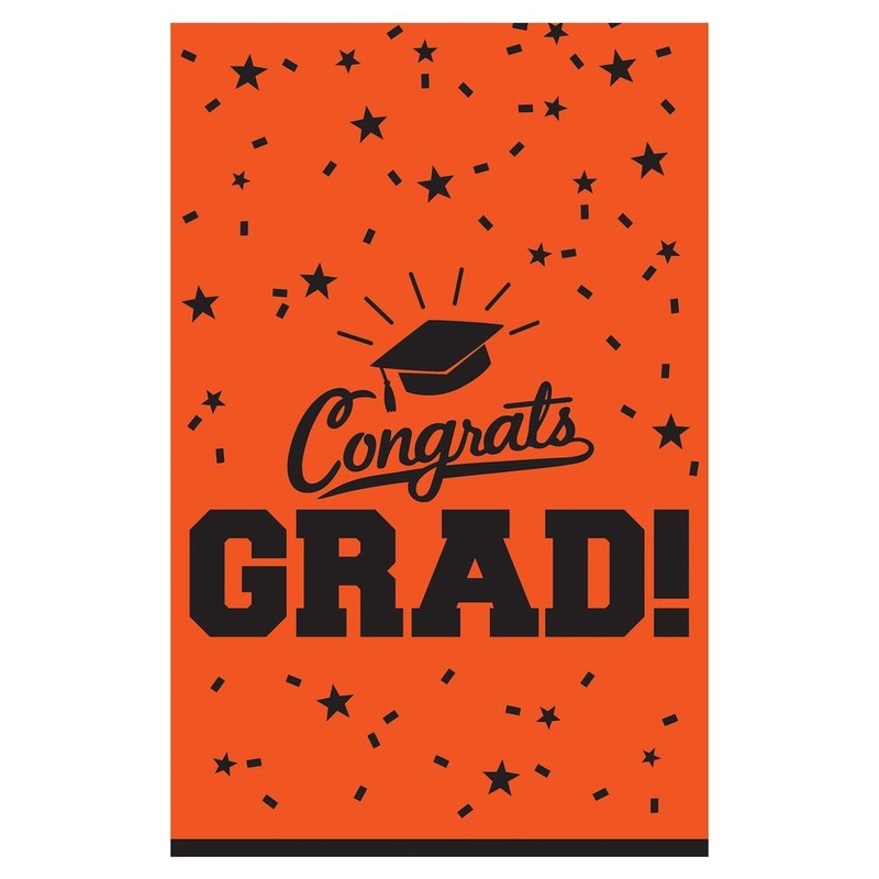 Congrats Grad Orange Peel Plastic Tablecover (1ct)