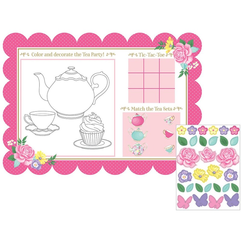 Floral Tea Party PLACEMATS, ACTIVITY W/STICKERS