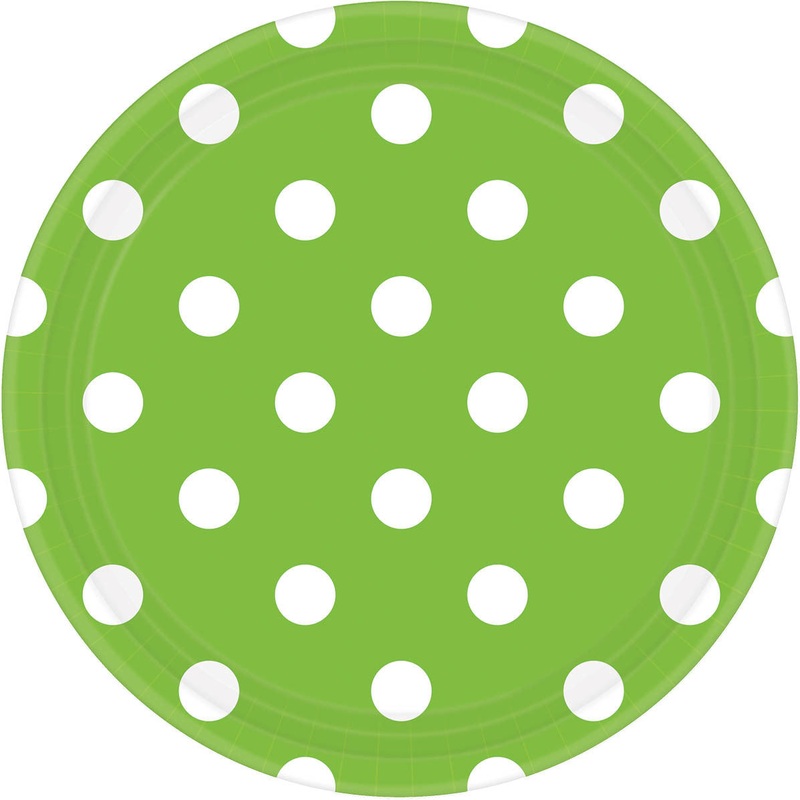 Kiwi 9" Paper Plates Dots 8 ct