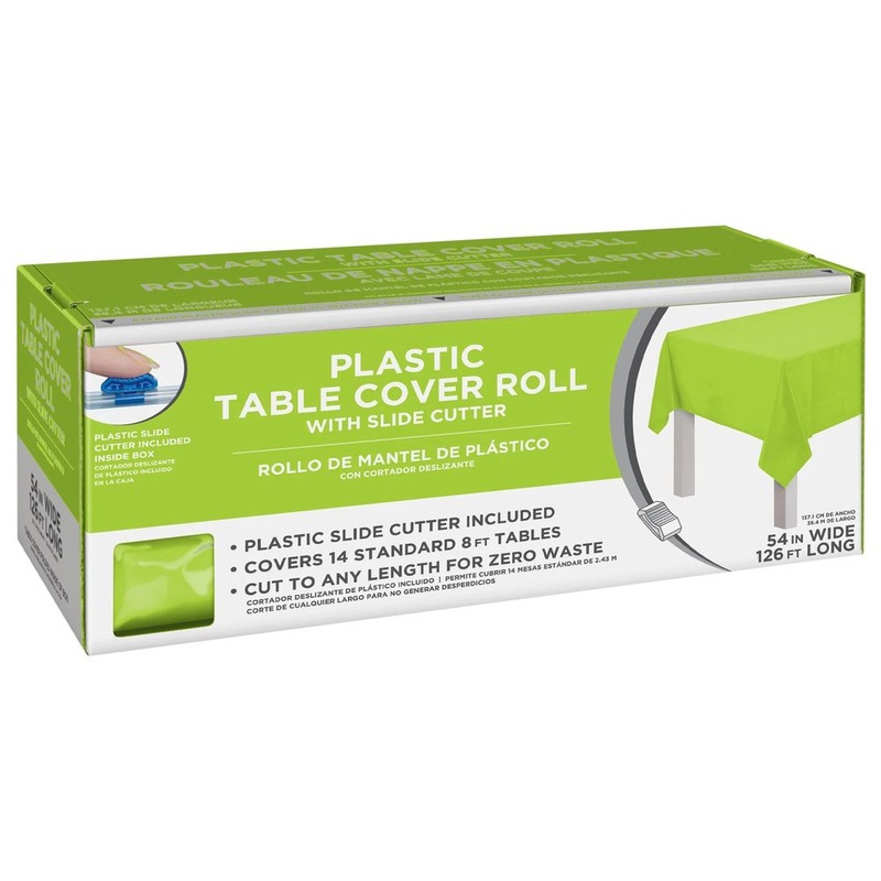 Kiwi Boxed Plastic Table Cover Roll with Slide Cutter, 54" x 126'