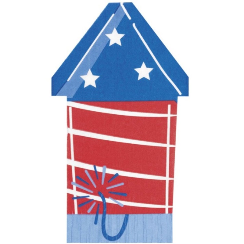 Patriotic USA Firecracker Shaped Fringe Guest Napkins (16ct)