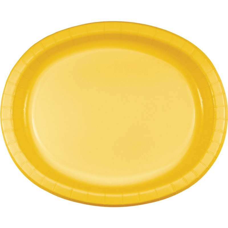 School Bus Yellow Oval Banquet Plates (8ct)