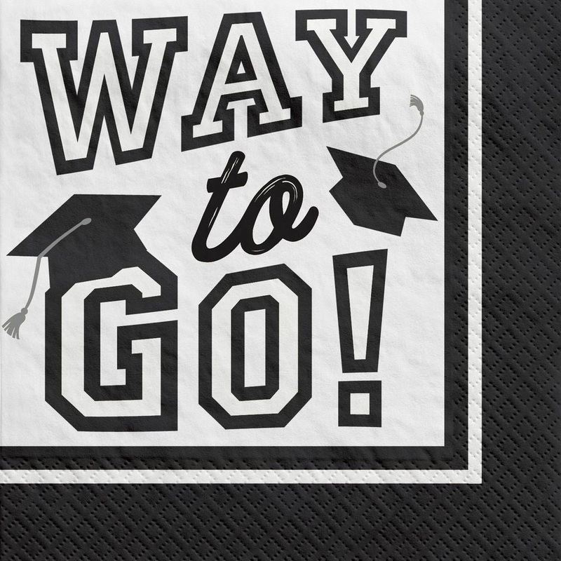 True To Your School Graduation Beverage Napkins White (40ct)