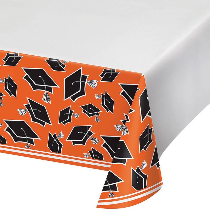 Congrats Grad Orange Rectangle Plastic Tablecover