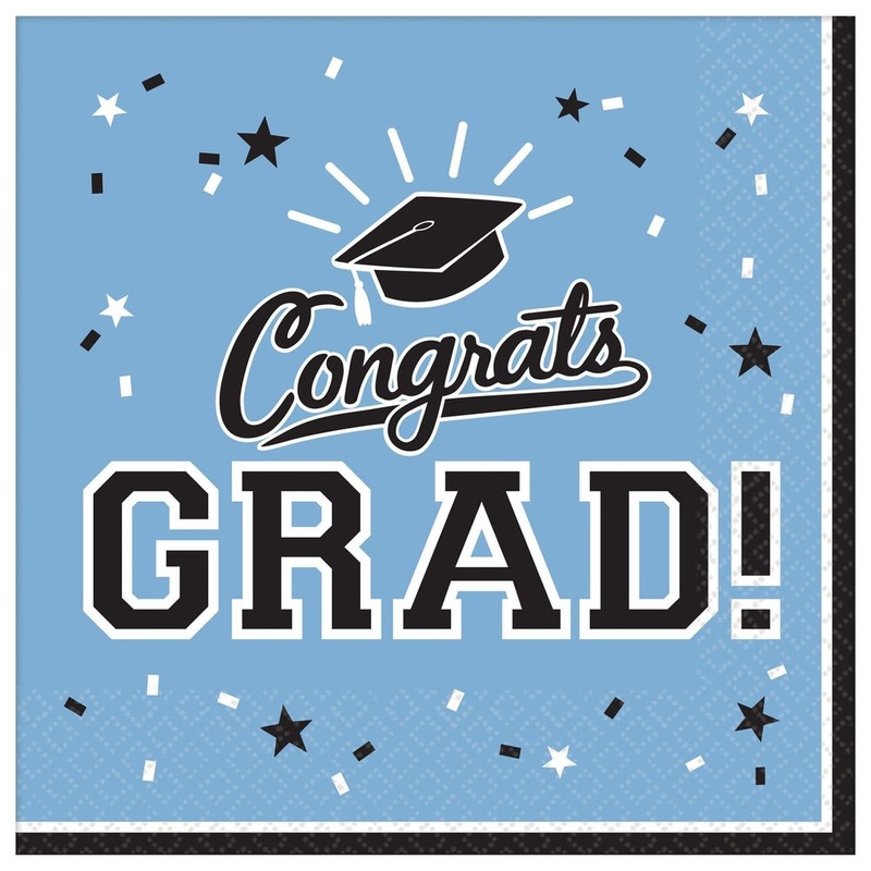 Congrats Grad Powder Blue Beverage Napkins (36ct)