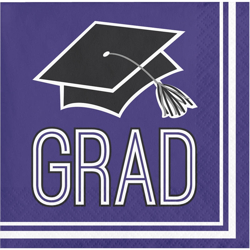 Congrats Grad Purple Beverage Napkins (36 ct)