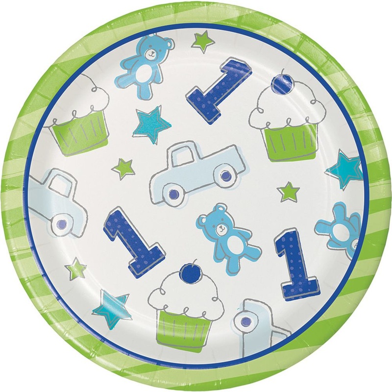 Doodle 1st Birthday Boy Dessert Plates (8 ct)