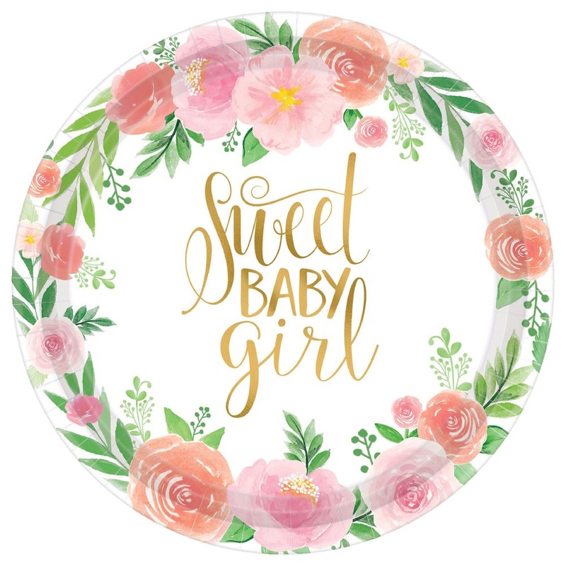 Floral Baby Dessert Plates, 8ct
