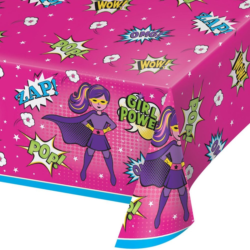 Girl Superhero Plastic Rectangle Tablecover