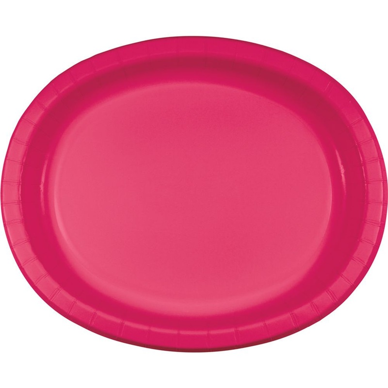 Hot Magenta Oval Banquet Plates (8ct)