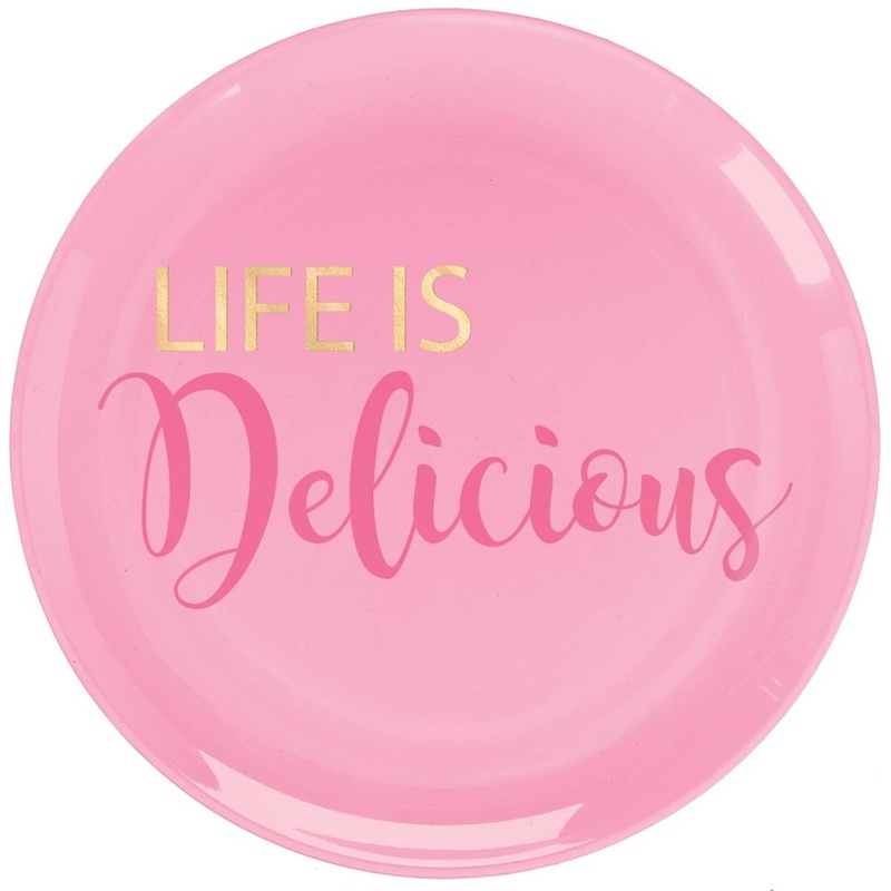 Life is Delicious Round Plastic Dessert Plates (20 ct)