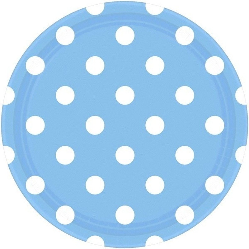 Pastel Blue 9" Paper Plates Dots 8 ct