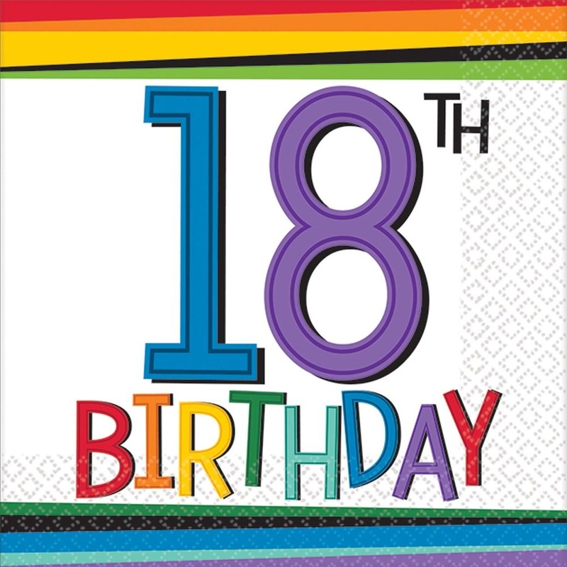 Rainbow 18th Birthday Beverage Napkins (16 ct)