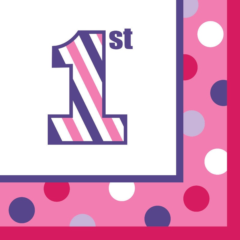 Sweet Stripes Girl Luncheon Napkins (16ct)