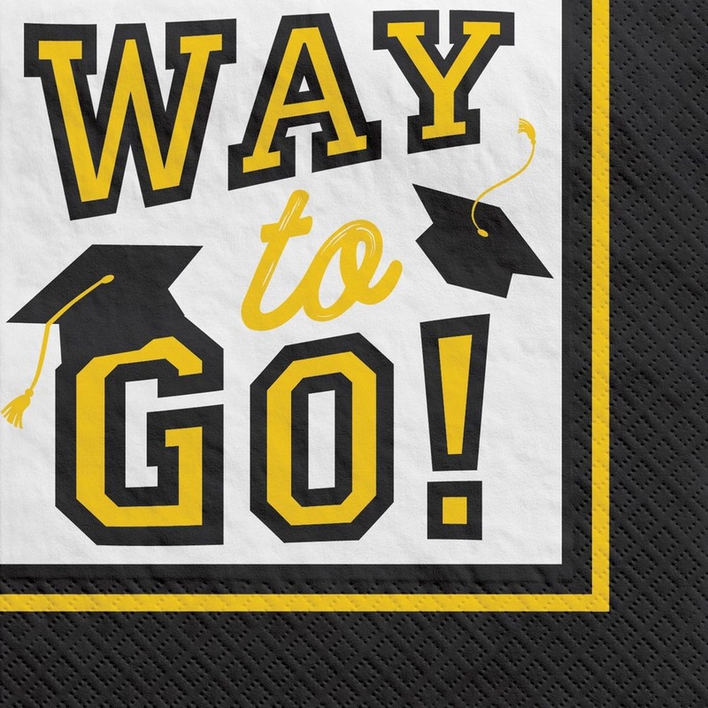 True To Your School Graduation Beverage Napkins Yellow (40ct)