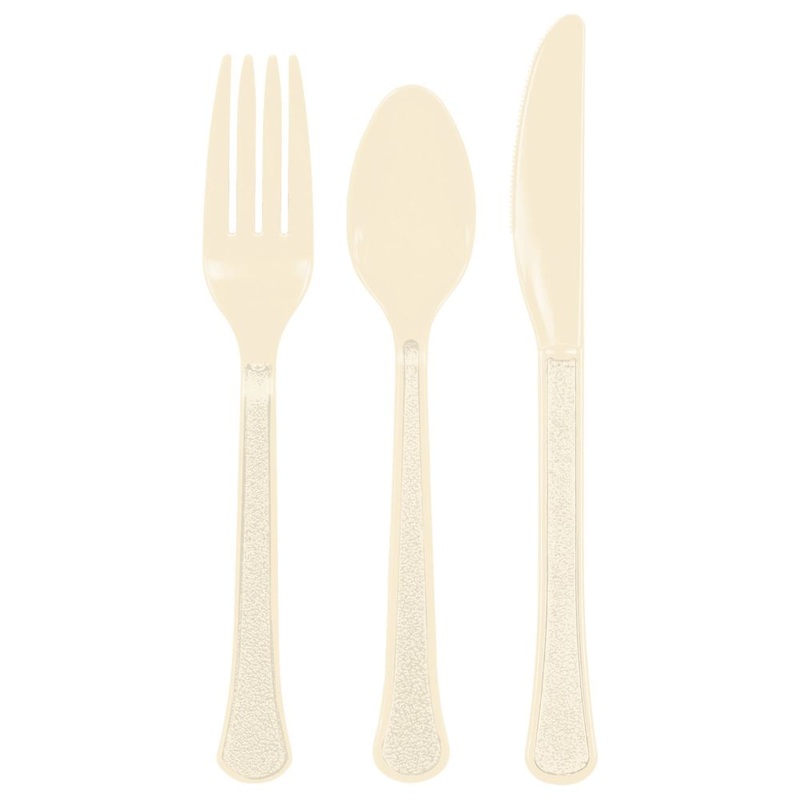 Vanilla Creme Heavy Weight Premium Assorted Cutlery 24 ct