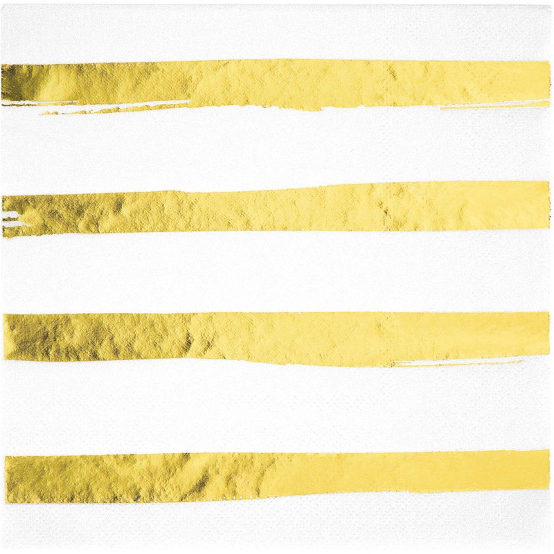 White & Gold Hot Stamped Luncheon Napkins (16 ct)