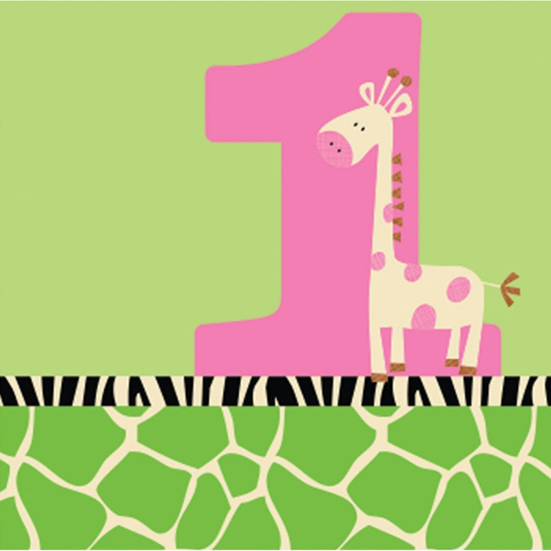 Wild At One Giraffe Beverage Napkins (16ct)