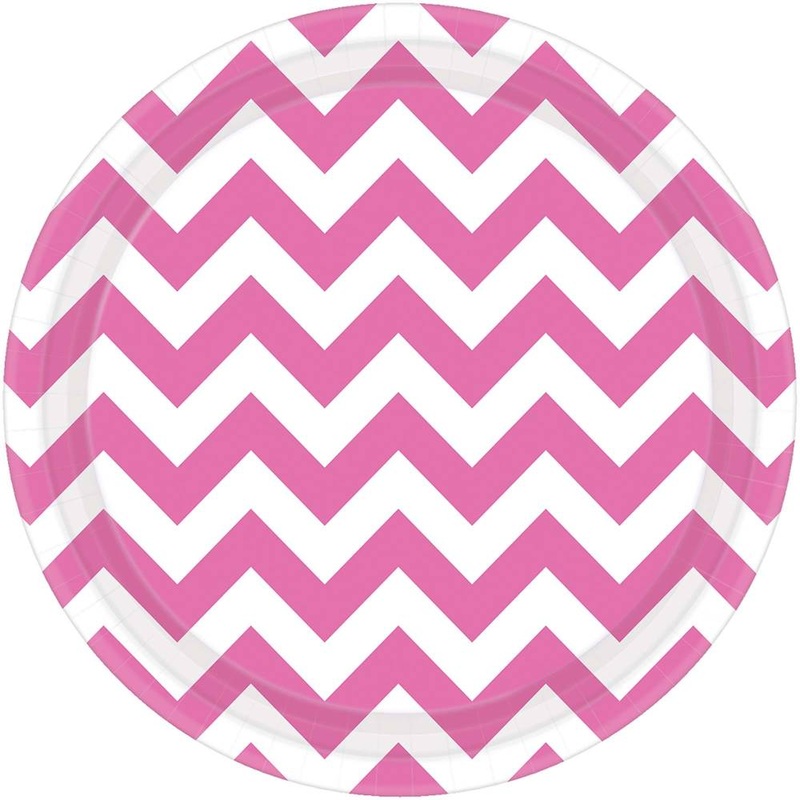 Bright Pink Chevron Dinner Plates (8ct)