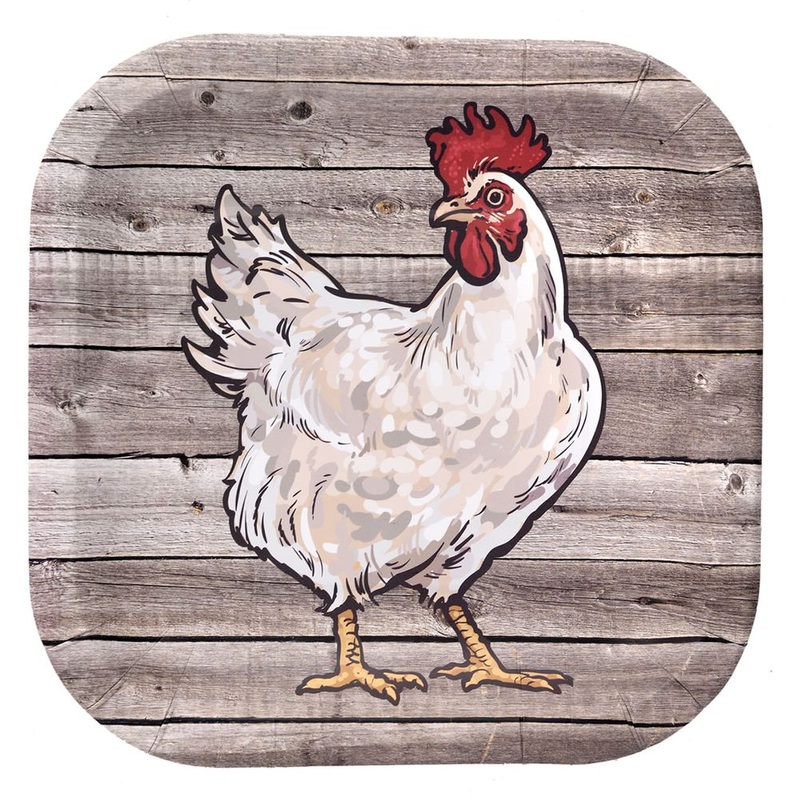 Farm Table 9" Chicken Paper Plate Square (8ct)